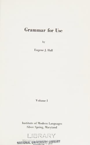 Cover image for Grammar for use