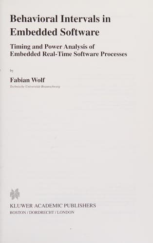 Cover image for Behavioral intervals in embedded software