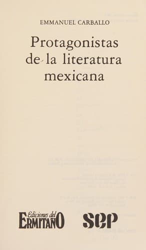 Cover image for Protagonistas de la literatura mexicana