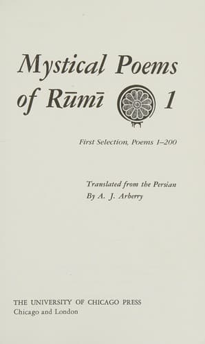 Cover image for Mystical poems of Rūmī