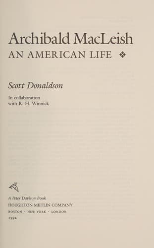 Cover image for Archibald MacLeish
