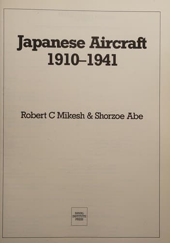 Cover image for Japanese Aircraft, 1910-1941