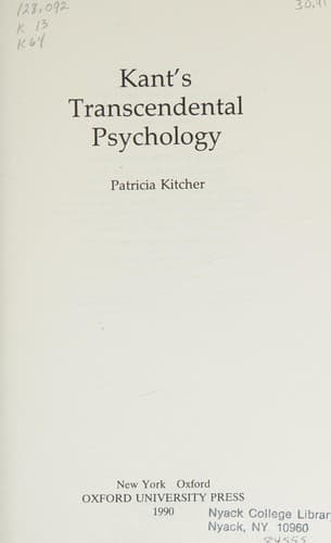 Cover image for Kant's transcendental psychology