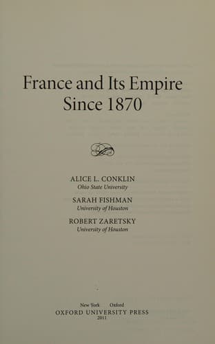 Cover image for France and its empire since 1870
