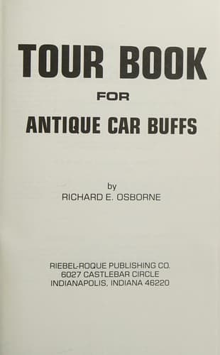 Cover image for Tour book for antique car buffs