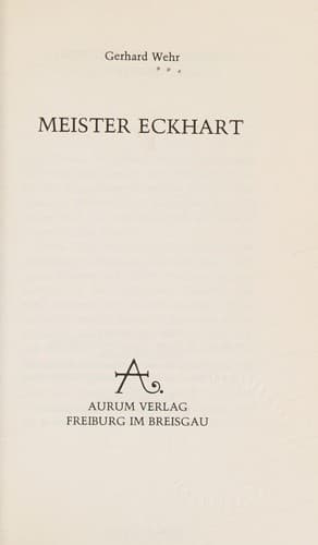 Cover image for Meister Eckhart