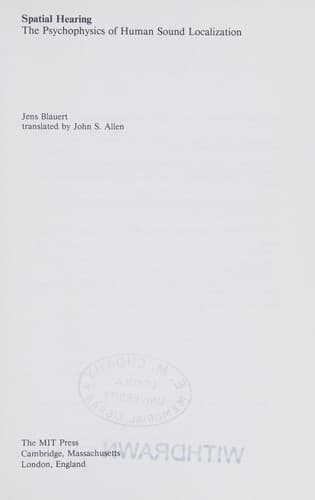 Cover image for Spatial hearing