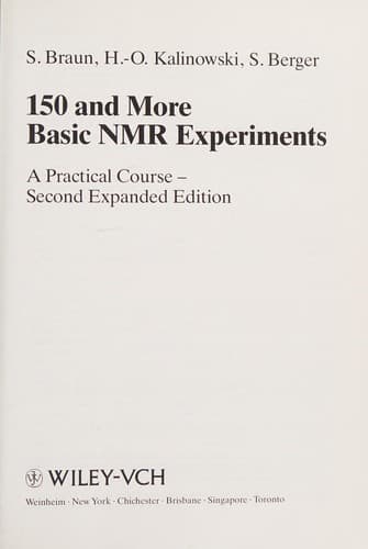 Cover image for 150 and more basic NMR experiments