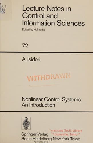 Cover image for Nonlinear control systems
