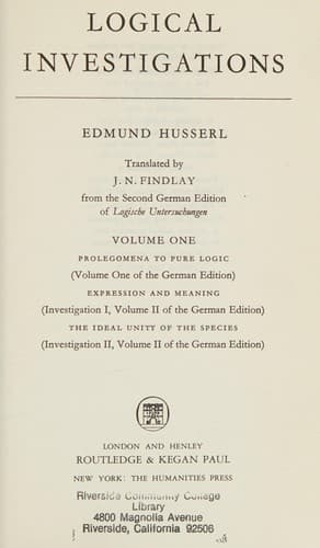 Cover image for Logical investigations.