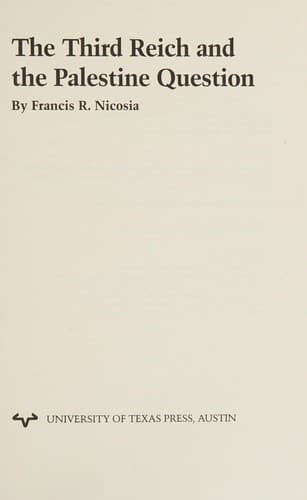 Cover image for The Third Reich and the Palestine question