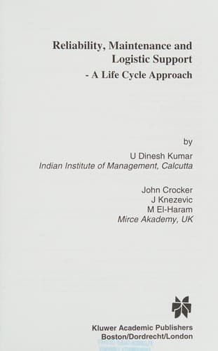 Cover image for Reliability maintenance and logistic support