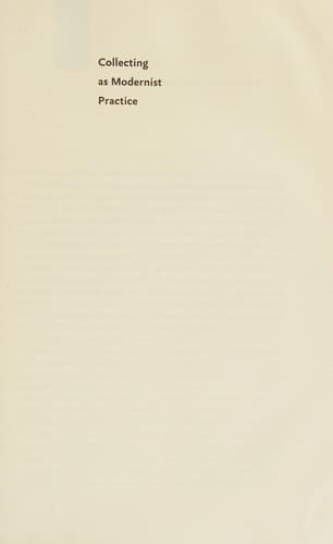 Cover image for Collecting as modernist practice