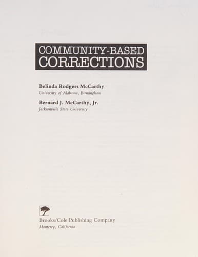 Cover image for Community-based corrections