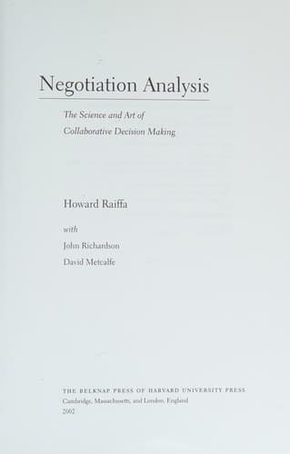 Cover image for Negotiation analysis