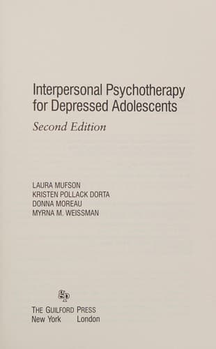 Cover image for Interpersonal psychotherapy for depressed adolescents