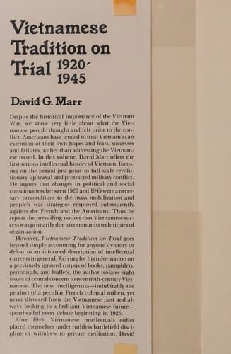 Cover image for Vietnamese tradition on trial, 1920-1945