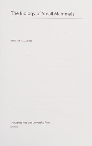 Cover image for The biology of small mammals