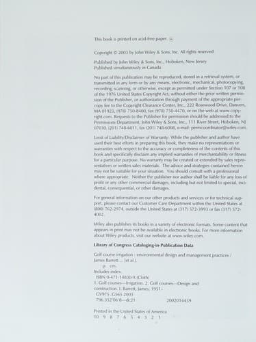 Cover image for Golf course irrigation
