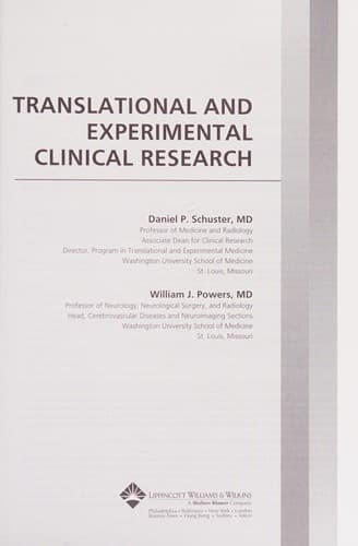 Cover image for Translational and experimental clinical research