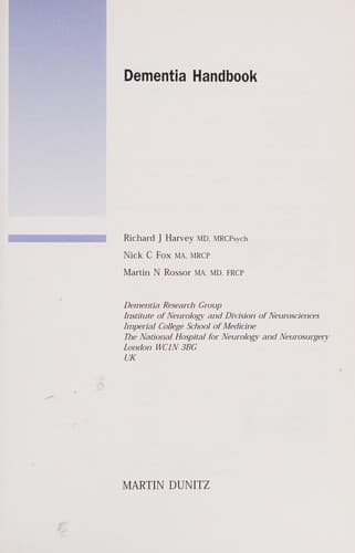 Cover image for Dementia handbook