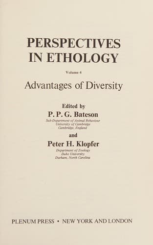 Cover image for Perspectives in Ethology