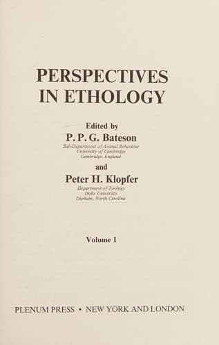 Cover image for Perspectives in ethology
