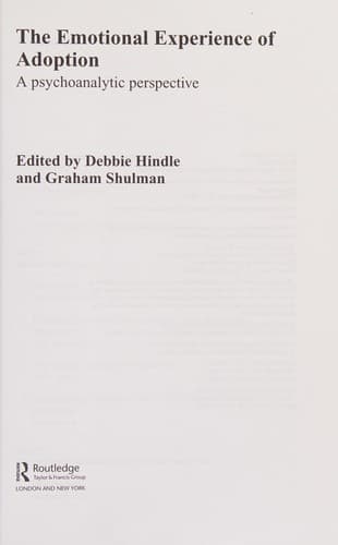 Cover image for Psychoanalytic Approaches to Adoption