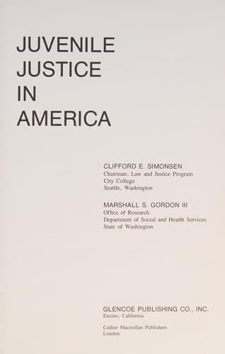 Cover image for Juvenile justice in America