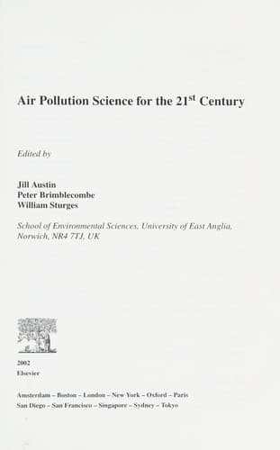 Cover image for Air pollution science for the 2lst century