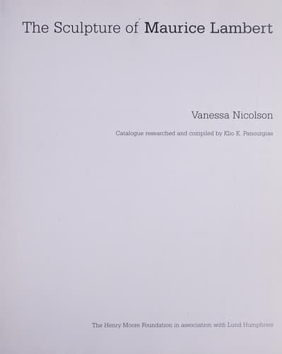 Cover image for The sculpture of Maurice Lambert