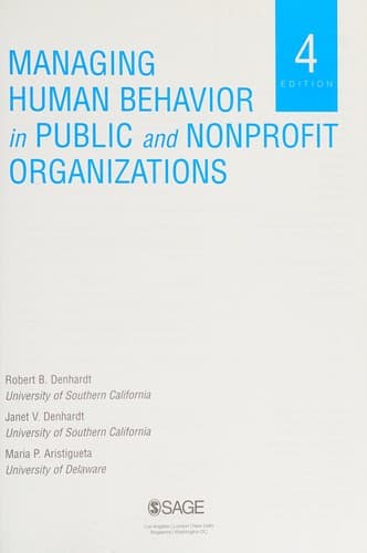 Cover image for Managing human behavior in public and nonprofit organizations