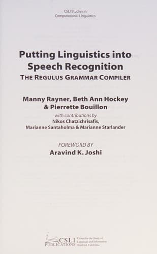Cover image for Putting linguistics into speech recognition