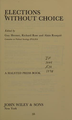 Cover image for Elections without choice