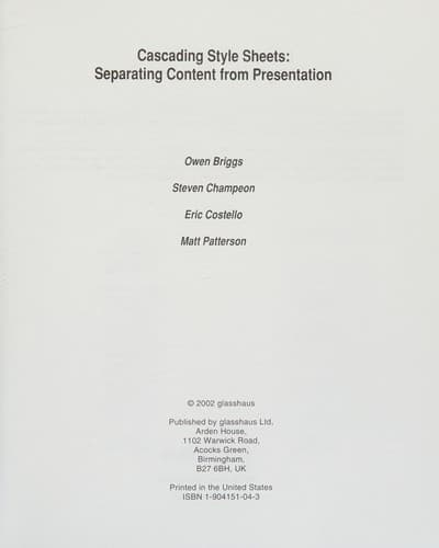 Cover image for Cascading style sheets