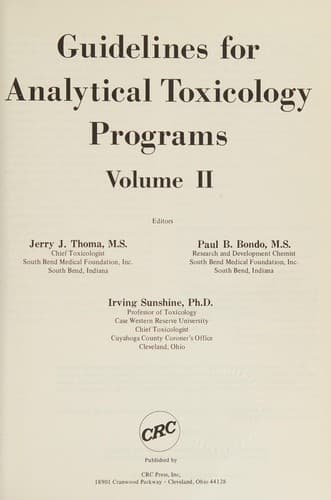 Guidelines for analytical toxicology programs