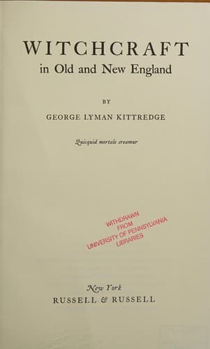 Cover image for Witchcraft in old and New England.