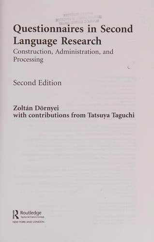 Cover image for Questionnaires in second language research