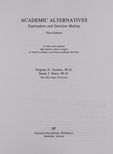 Cover image for Academic alternatives : exploration and decision making ;