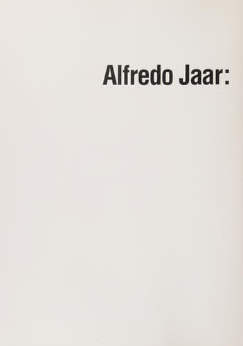 Cover image for Alfredo Jaar