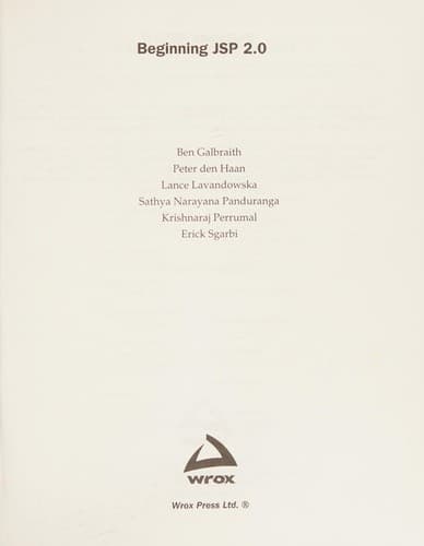 Cover image for Beginning JSP 2.0