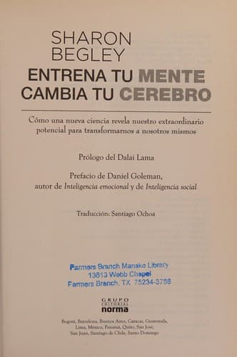 Cover image for Entrena Tu Mente, Cambia Tu Cerebro
