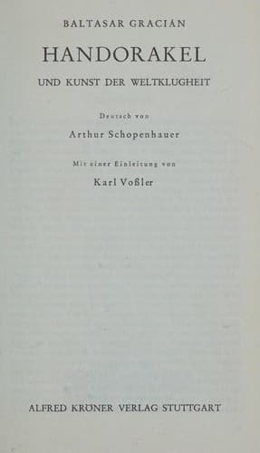 Cover image for Handorakel und Kunst der Weltklugheit