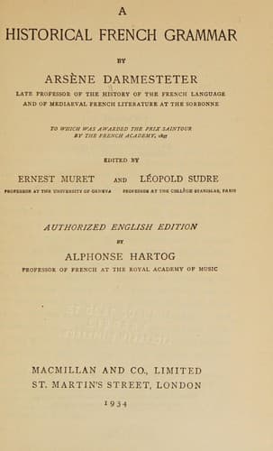 Cover image for A Historical French Grammar