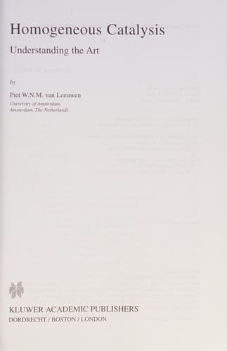 Cover image for Homogeneous catalysis