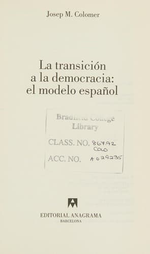 Cover image for La transición a la democracia