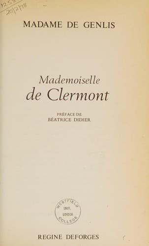 Cover image for Mademoiselle de Clermont