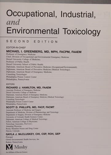 Cover image for Occupational, industrial, and environmental toxicology