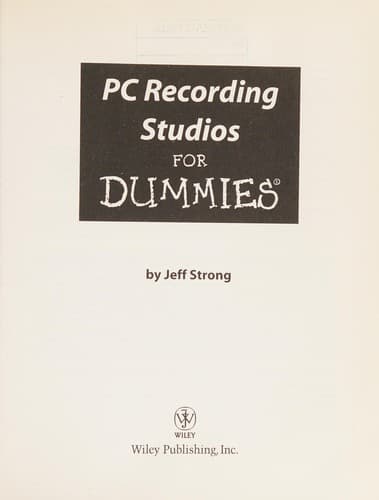 Cover image for PC recording studios for dummies