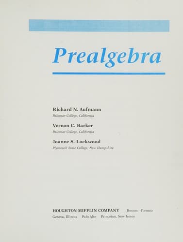 Cover image for Prealgebra